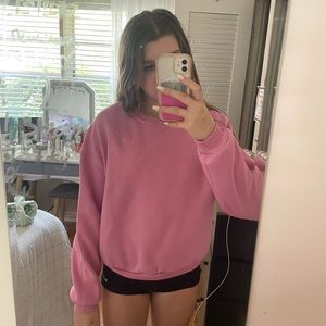 Pink smiley face crew neck